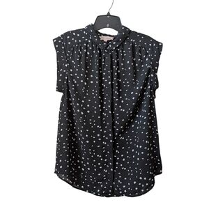 Philosophy Black & White Dots Graphic Print Button Up Blouse Size Medium
